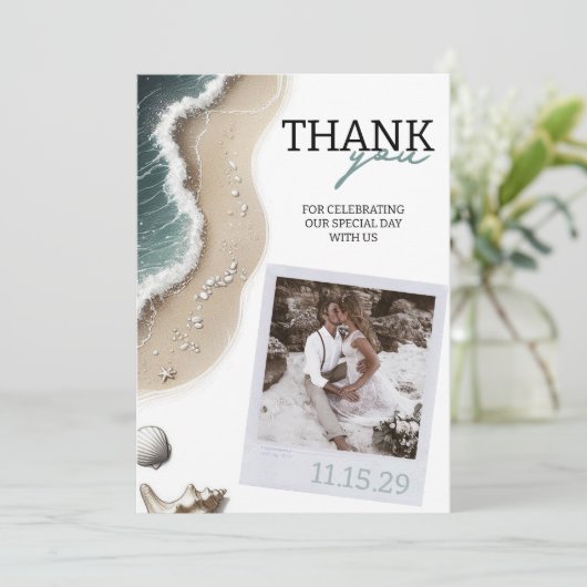 Beach Vibe Foto Bedankkaart (Staand voorkant)