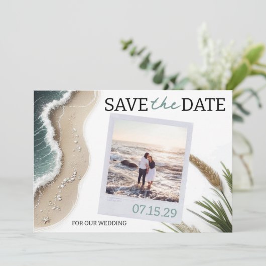 Beach Vibe Foto's Bewaar de datum Save The Date (Staand voorkant)