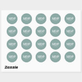 Beach Vibe Initialen Blauwgroen Ronde Sticker (Vel)