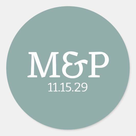 Beach Vibe Initialen Blauwgroen Ronde Sticker (Voorkant)