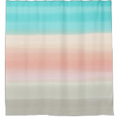 Beach Vibe Pastel Blue Coral Grey Waterverf Douchegordijn (Voorkant)
