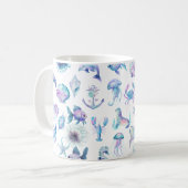 Beach Vibe Pastel colors sea animals pattern Koffiemok (Voorkant links)