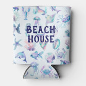 Beach Vibe Pastel kleuren zee dieren patroon Blikjeskoeler (Voorkant)