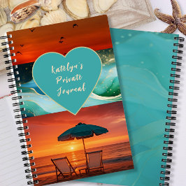 Beach Vibe Sunset Personalized Spiral Notebook Notitieboek