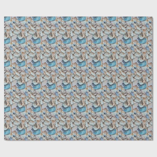 Beach Vibe Zee Ocean Shells Pattern Wrapping Paper Cadeaupapier (Vlak)