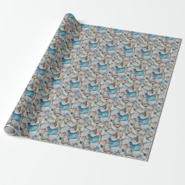 Beach Vibe Zee Ocean Shells Pattern Wrapping Paper Cadeaupapier
