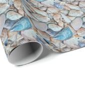 Beach Vibe Zee Ocean Shells Pattern Wrapping Paper Cadeaupapier (Rol Hoek)