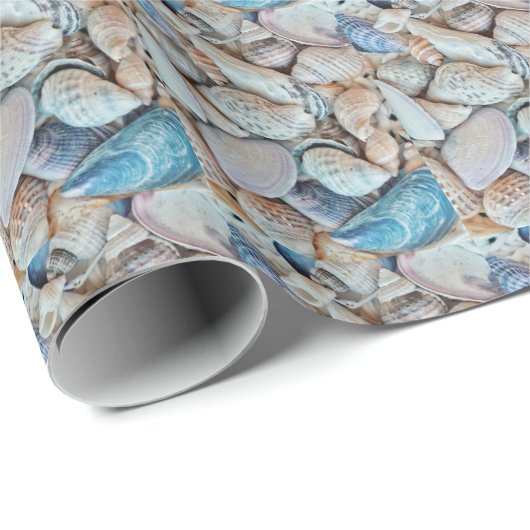 Beach Vibe Zee Ocean Shells Pattern Wrapping Paper Cadeaupapier (Rol Hoek)