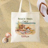 Beach Vibes Alleen gepersonaliseerd strand Tote Bag