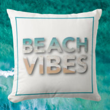 Beach Vibes Blue Waves Typography Sierkussen