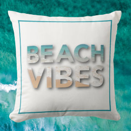 Beach Vibes Blue Waves Typography Sierkussen