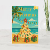 Beach Vibes Cute Message Inside Custom Christmas  Kaart (Voorkant)