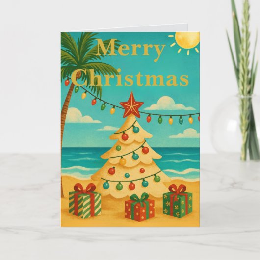Beach Vibes Cute Message Inside Custom Christmas  Kaart (Voorkant)