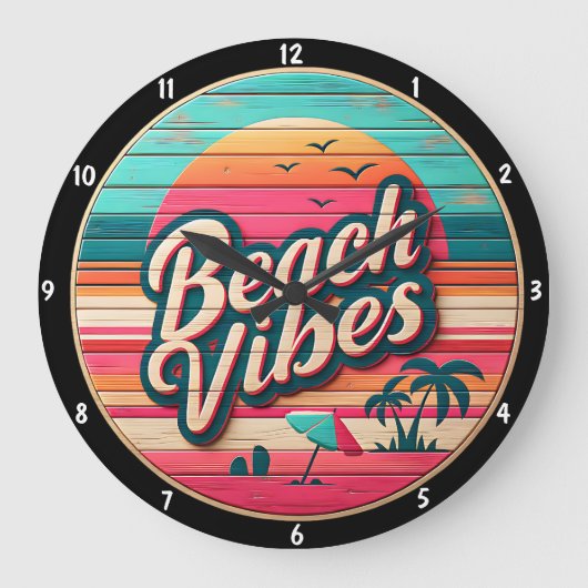 Beach Vibes Design en tropische zonsondergang Grote Klok (Voorkant)