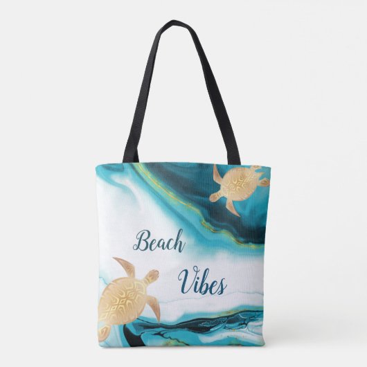 Beach Vibes Elegant Turtles Tote Bag (Achterkant)