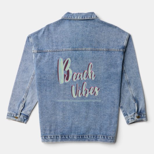 Beach Vibes Fun Zomer Graphic Cool Blauw Denim Jacket (Achterkant)