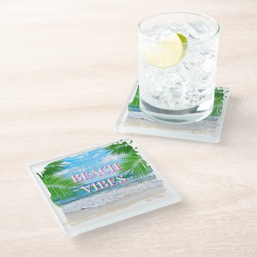 Beach Vibes Glass Onderzetter Set (Schuin)