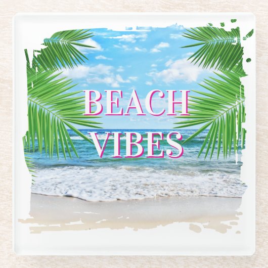 Beach Vibes Glass Onderzetter Set Glazen Onderzetter (Voorkant)
