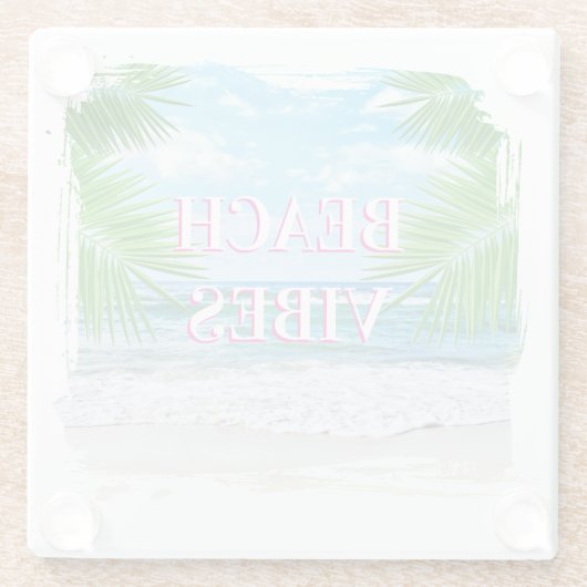 Beach Vibes Glass Onderzetter Set Glazen Onderzetter (Achterkant)
