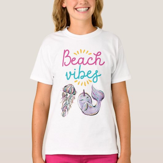 Beach Vibes Narwhale T-shirt (Voorkant)