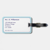 Beach Vibes nautische streep blauw wit monogram Bagagelabel (Achterkant horizontaal)