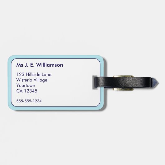 Beach Vibes nautische streep blauw wit monogram Bagagelabel (Achterkant horizontaal)