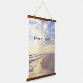Beach Vibes Ocean Waves Sunset Wood Scroll Banner Hangend Wandkleed (Gebogen)