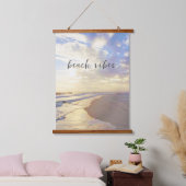 Beach Vibes Ocean Waves Sunset Wood Scroll Banner Hangend Wandkleed (Slaapkamer)
