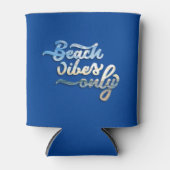 Beach Vibes Only Typografie Donkerblauw Blikjeskoeler (Voorkant)