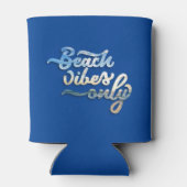 Beach Vibes Only Typografie Donkerblauw Blikjeskoeler (Achterkant)