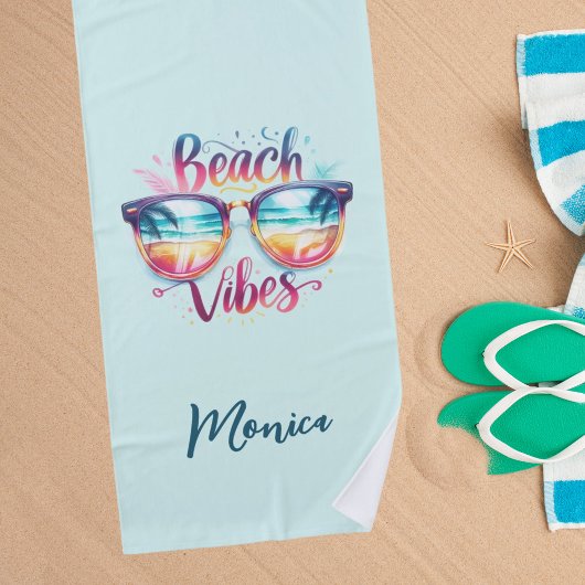 Beach vibes quote leuke naam strandlaken