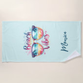 Beach vibes quote leuke naam strandlaken (Voorkant)