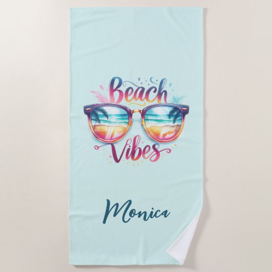 Beach vibes quote leuke naam strandlaken (Voorkant)