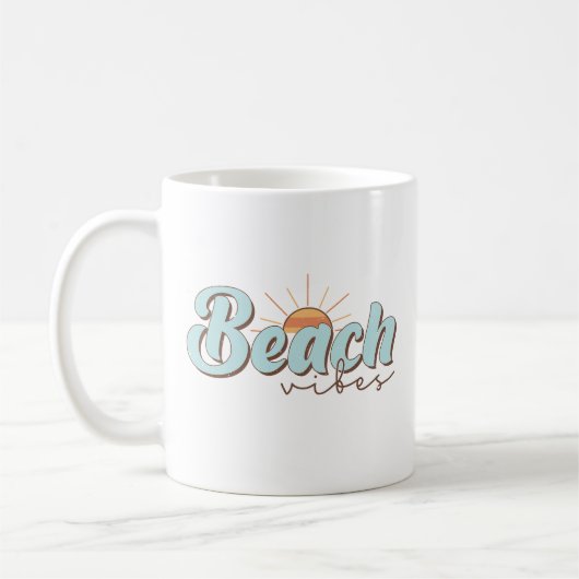 Beach Vibes Retro Summer Sun Kitchen Koffiemok (Links)
