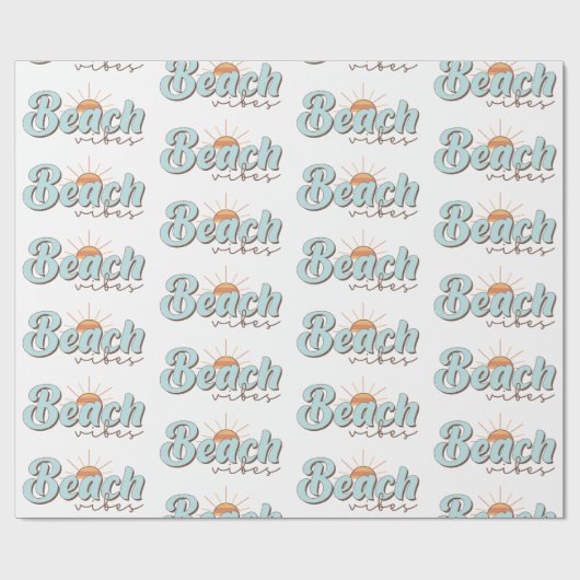 Beach Vibes Retro Summer Sun Pattern Cadeaupapier (Vlak)