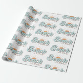 Beach Vibes Retro Summer Sun Pattern Cadeaupapier (Uitgerold)