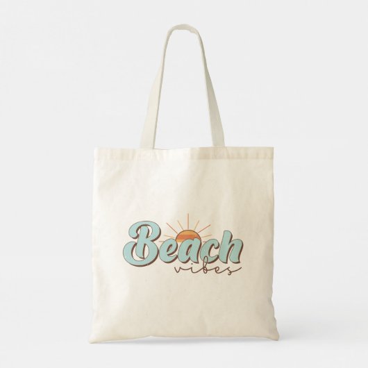 Beach Vibes Retro Summer Sun Tote Bag (Achterkant)