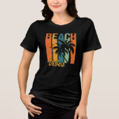 Beach Vibes Retro Zomer Zwart T-shirt (Voorkant)