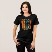 Beach Vibes Retro Zomer Zwart T-shirt (Voorkant volledig)