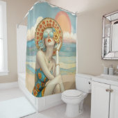 Beach Vibes Summer Glamour Girl in Zonnebril Douchegordijn (In situ)