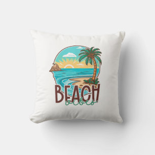 Beach Vibes Sunset - Tropische Palm Tree & Ocean Kussen