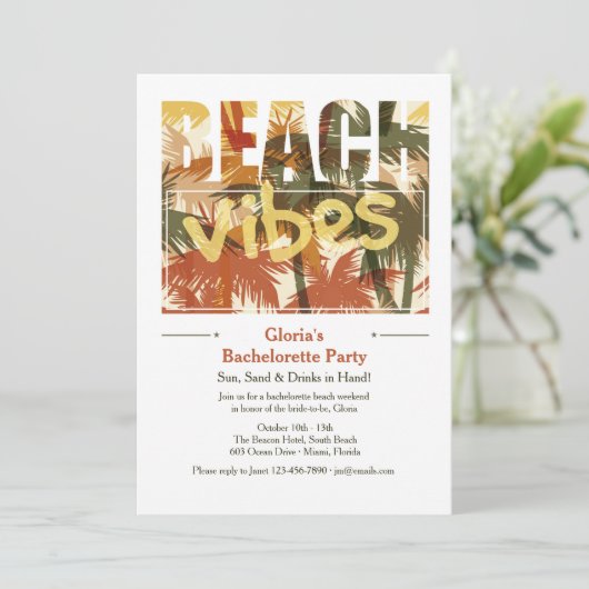 Beach Vibes uitnodiging (Staand voorkant)