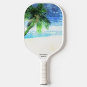 Beach Vibes Waterverf Palm Tree Sand Custom Text Pickleball Paddle (Voorkant)