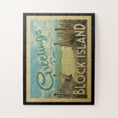 Beach Vintage Travel Block Island Legpuzzel (Verticaal)
