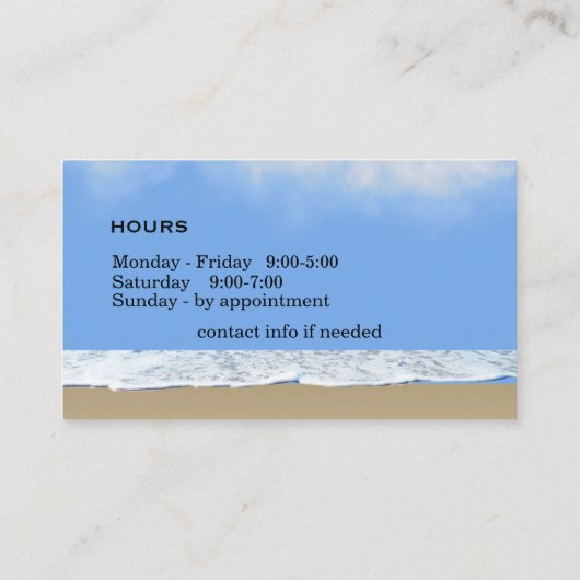 Beach Visitekaartjes (Achterkant)