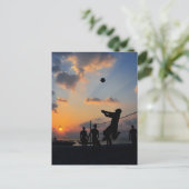 Beach Volleyball bij zonsondergang Briefkaart (Staand voorkant)