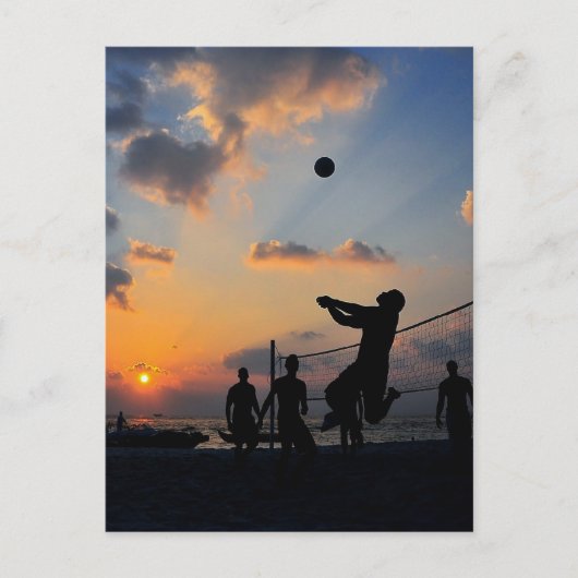 Beach Volleyball bij zonsondergang Briefkaart (Voorkant)