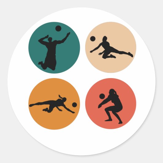 Beach Volleyball Player die Hitting vastmaakt Ronde Sticker (Voorkant)