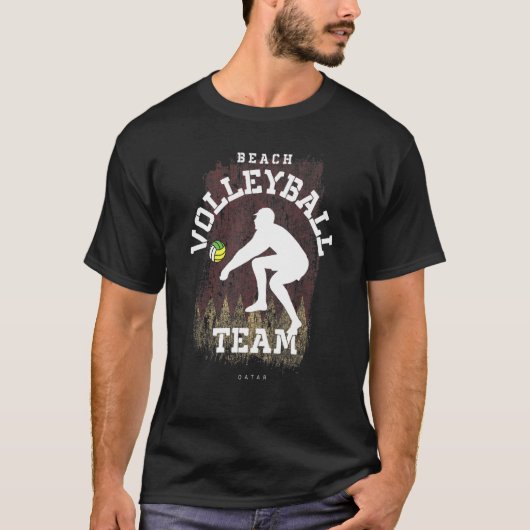 Beach Volleyball Qatar Flag Love Volleyball Player T-shirt (Voorkant)