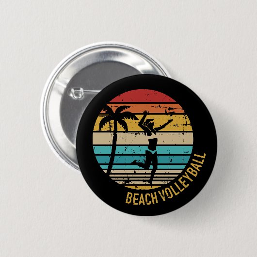  beach volleyball retro ronde button 5,7 cm (Voorkant /achterkant)